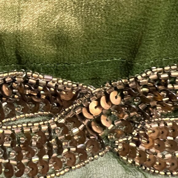 Adrianna Papell Evening Green Beaded Chiffon Cocktail Dress Elegant Embellishe S - Picture 4 of 12